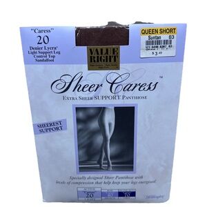 Worthington Sheer Caress Extra Sheer Support Pantyhose Size Suntan Queen Short